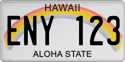 HI license plate ENY123
