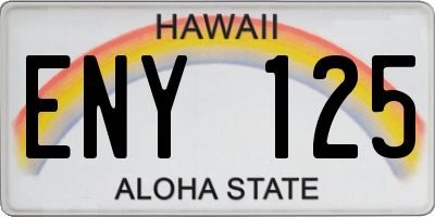 HI license plate ENY125