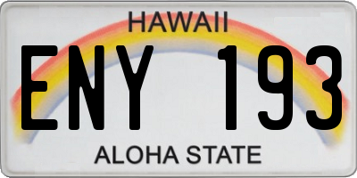 HI license plate ENY193