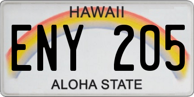 HI license plate ENY205