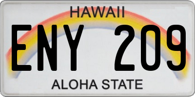 HI license plate ENY209