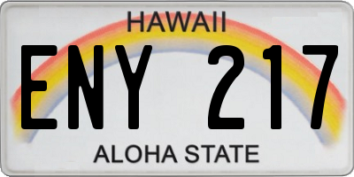 HI license plate ENY217