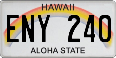 HI license plate ENY240