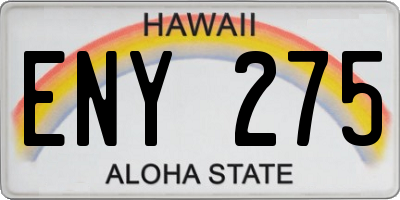 HI license plate ENY275
