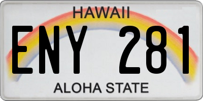 HI license plate ENY281