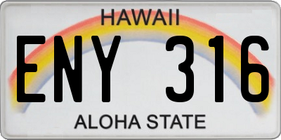HI license plate ENY316