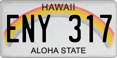 HI license plate ENY317