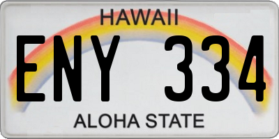 HI license plate ENY334