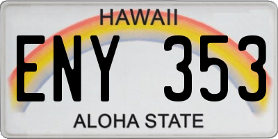 HI license plate ENY353