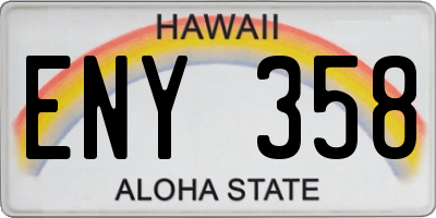HI license plate ENY358