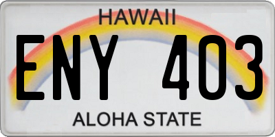 HI license plate ENY403