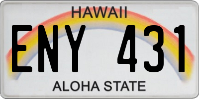 HI license plate ENY431