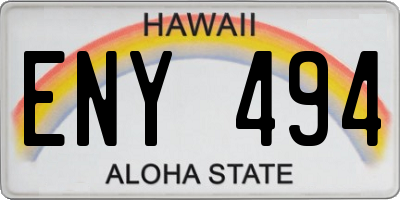 HI license plate ENY494