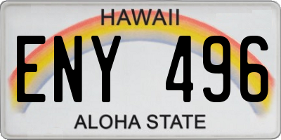 HI license plate ENY496