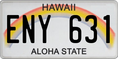 HI license plate ENY631
