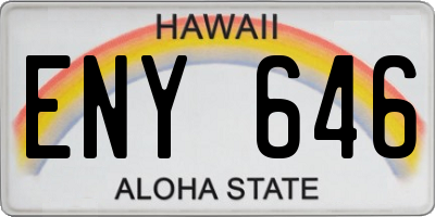 HI license plate ENY646