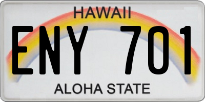 HI license plate ENY701