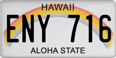 HI license plate ENY716