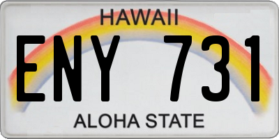 HI license plate ENY731