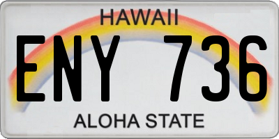 HI license plate ENY736