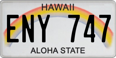 HI license plate ENY747