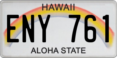 HI license plate ENY761