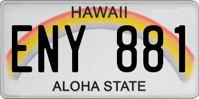 HI license plate ENY881