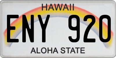 HI license plate ENY920