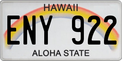 HI license plate ENY922