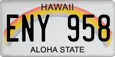 HI license plate ENY958