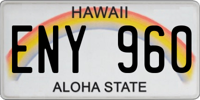HI license plate ENY960