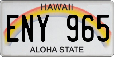 HI license plate ENY965