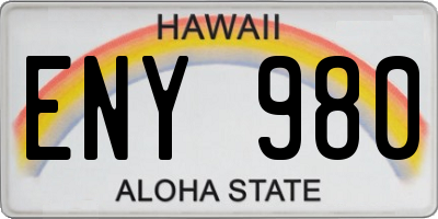 HI license plate ENY980