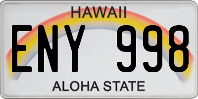 HI license plate ENY998