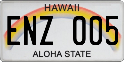 HI license plate ENZ005