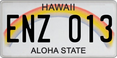 HI license plate ENZ013