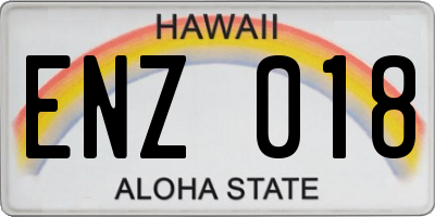 HI license plate ENZ018