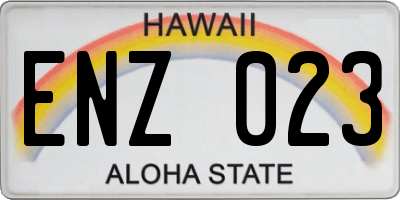 HI license plate ENZ023