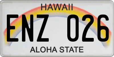 HI license plate ENZ026
