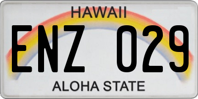 HI license plate ENZ029