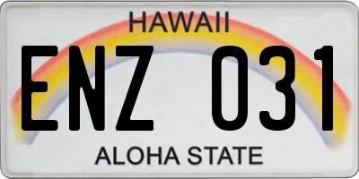 HI license plate ENZ031