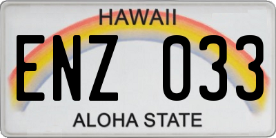HI license plate ENZ033