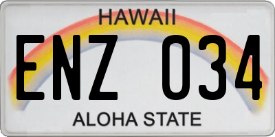 HI license plate ENZ034