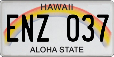 HI license plate ENZ037