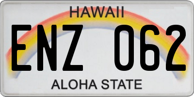 HI license plate ENZ062