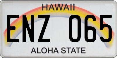 HI license plate ENZ065