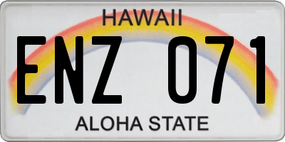 HI license plate ENZ071