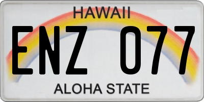 HI license plate ENZ077
