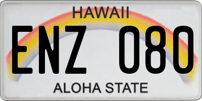 HI license plate ENZ080