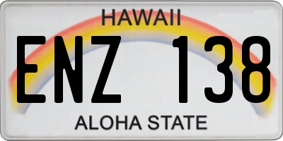 HI license plate ENZ138